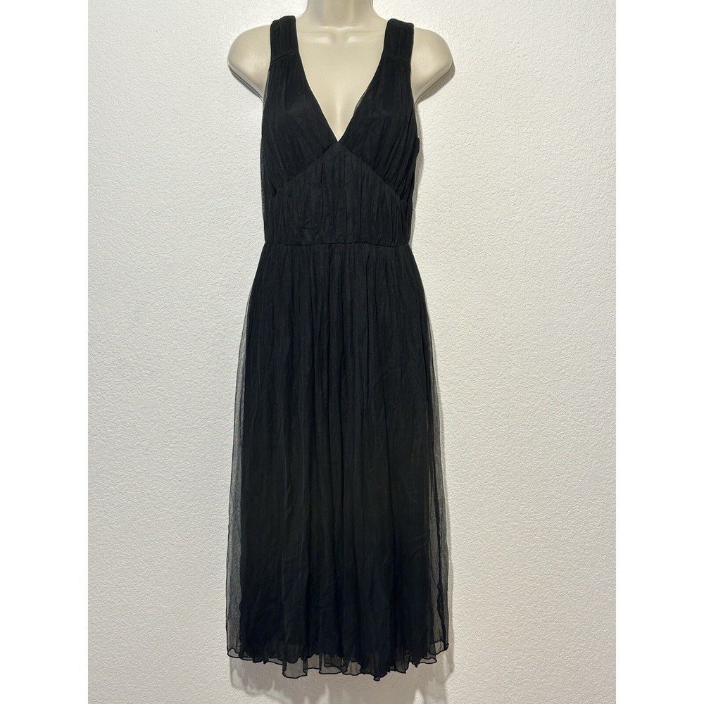 Mario Balthazar Black Midi Dress Sz 4 Tiered FlowyEmpire Dark‎ Fairy Whimsigoth